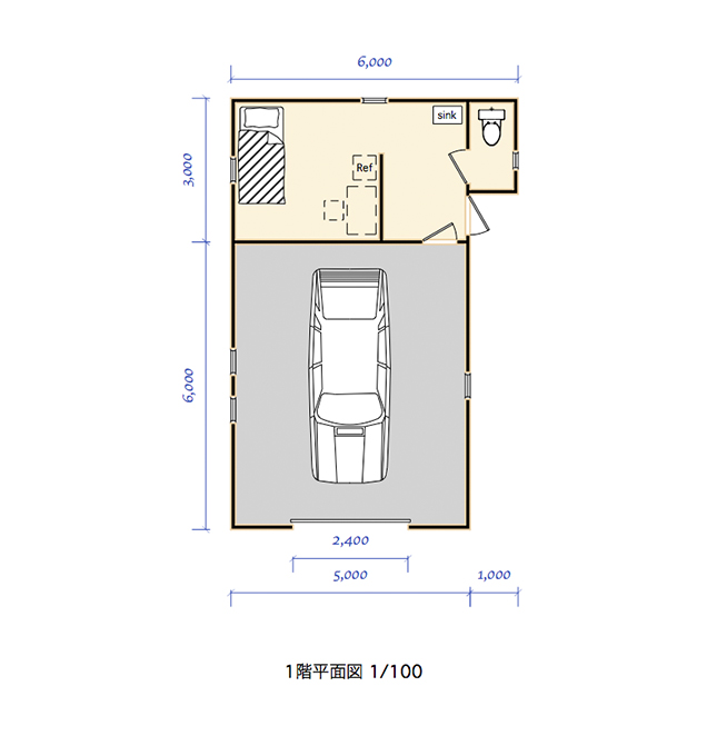 sleep out 平面図 図面 プラン6.0×9.0