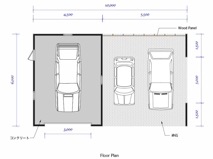 ガレージ 倉庫 車庫はイープラン 3台用プラン1