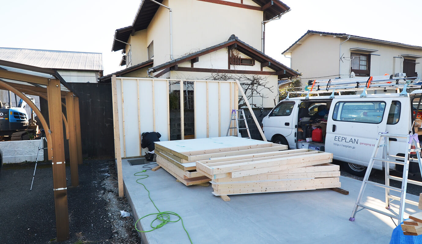 木造物置 施工事例 ガレージ