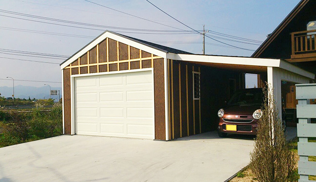 木造ガレージ,倉庫,車庫,住宅